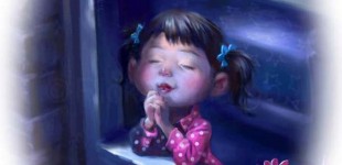 Little girl praying at night